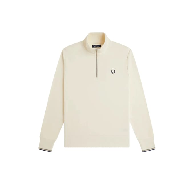 Fred Perry Half Zip Sweater Ecru - Seagrass - Dark Air