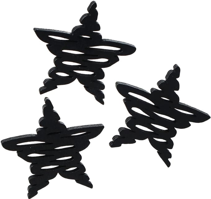 Strooidecoratie zwarte sterren Kerst hout Ø4cm 72 st, 72 Stück
