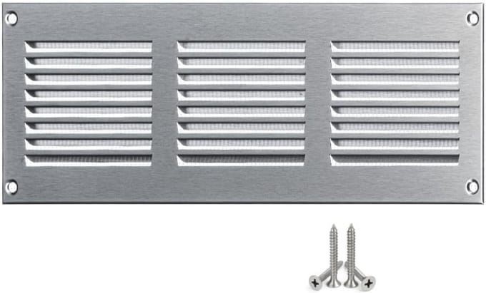 Ronde RVS Ventilatie Rooster 300x100mm met Insectenhor