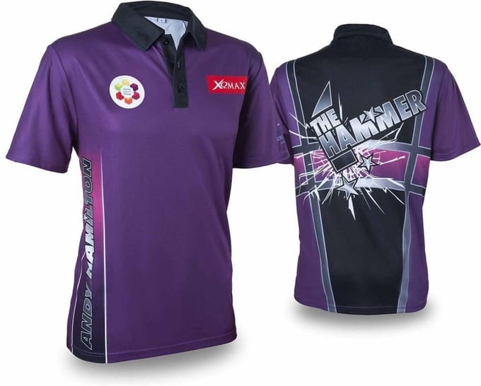 XQmax Darts Andy Hamilton replica wedstrijdshirt paars M QD9200330