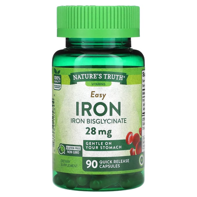 Nature's Truth, Easy Iron, 28 mg, 90 Capsules à Libération Rapide