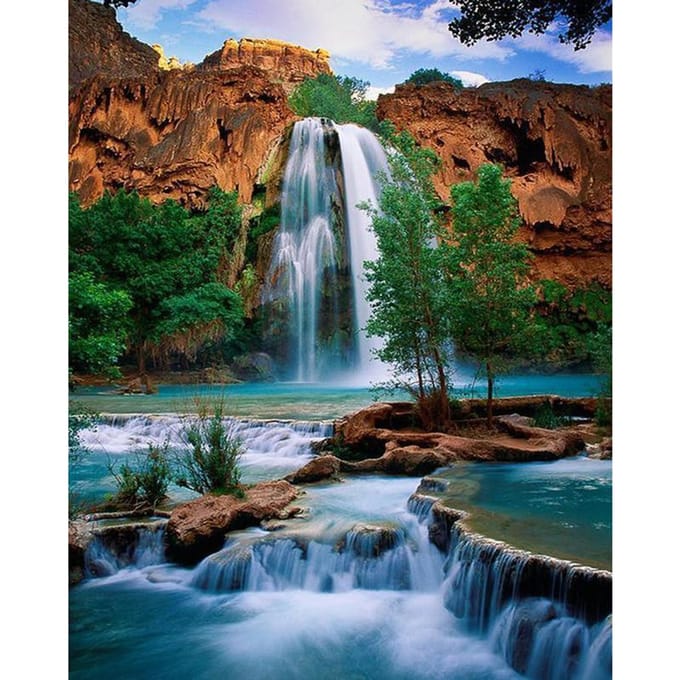 5D Diamond Painting Waterval Vol Rond Kruissteek Diamant Borduurwerk 20X30CM brown