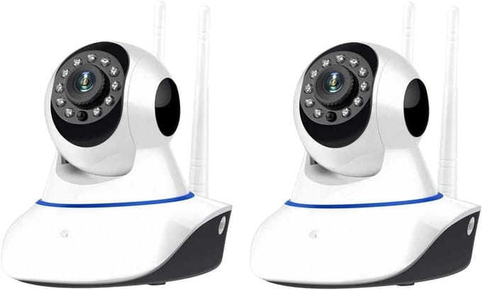 Set van 2 Draadloze HD WiFi Beveiligingscamera's Binnen met Nachtzicht en Bewegingssensor