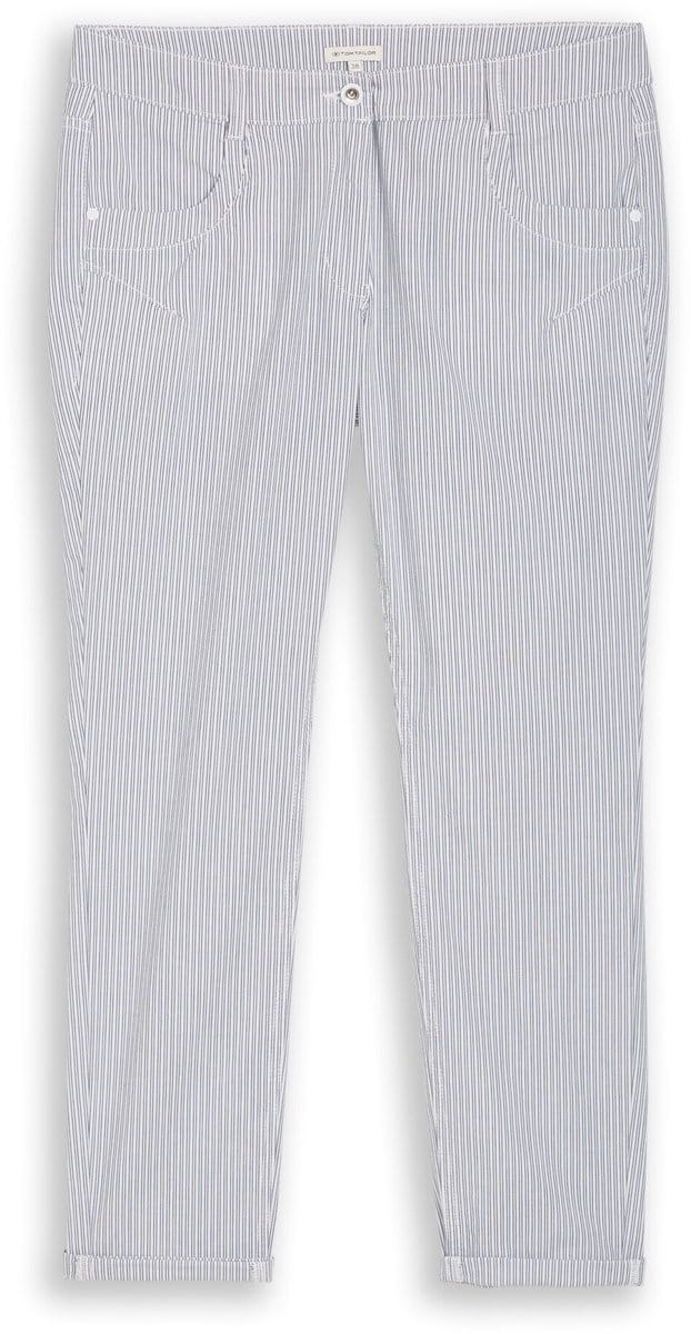 Tom Tailor - Tapered relaxed broek met streepmotief - Maat 40/28 - white navy irregular stripe