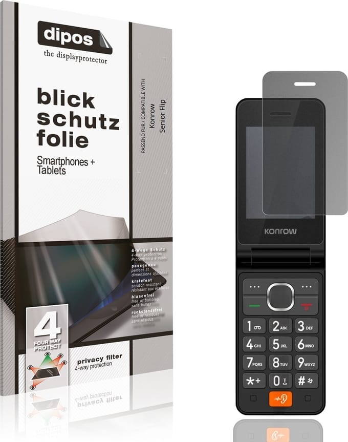 dipos – Matte Privacy Screenprotector geschikt voor Konrow Senior Flip | Anti-Spy Beschermfolie