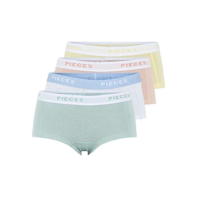 Pieces 4-Pack Dames shorts - Solid - Katoenen dames onderbroek - Multipack - Voordeelverpakking - Jade / L
