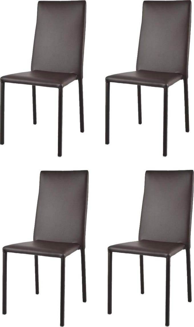 Tommychairs Julia - Eetkamerstoelen - Set van 4 - Mokka - Kunstleer & Metaal