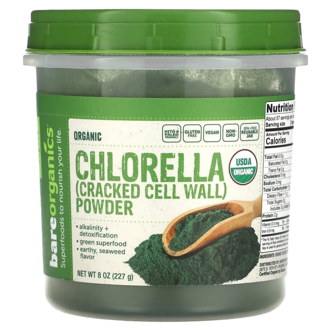 BareOrganics, Poudre de Chlorelle Bio, 8 oz (227g)