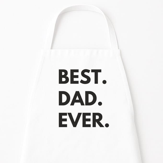 Go Mama - Keukenschort “Best Dad Ever” – Grappig kookschort – One Size – Verstelbaar – Wit – Vaderdag cadeau – Kerstcadeau voor papa