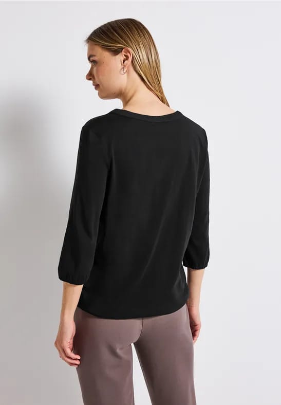 Shirt van jersey met gespleten hals