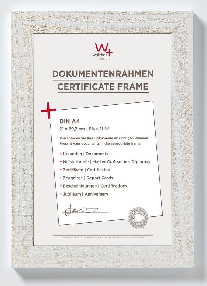 walther+ design HO130V Wissellijst Papierformaat: DIN A4 (b x h) 21 cm x 29.7 cm Wit