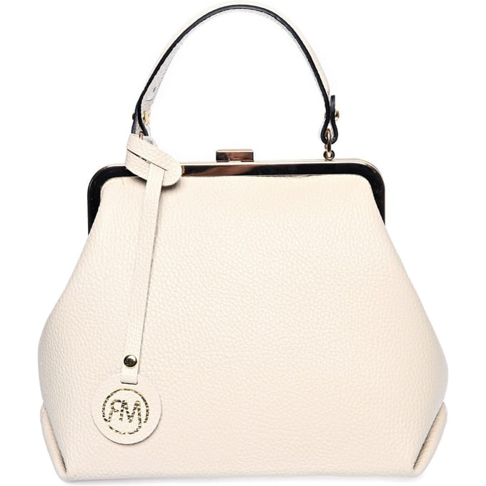 Roberta M Beige Rundleer Tas
