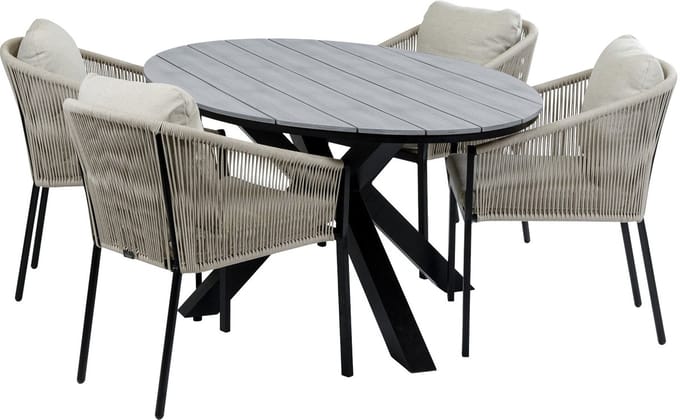 Tuinset Elvira/Cyprus | 4 personen | Ovaal 180 cm | Rope & polywood