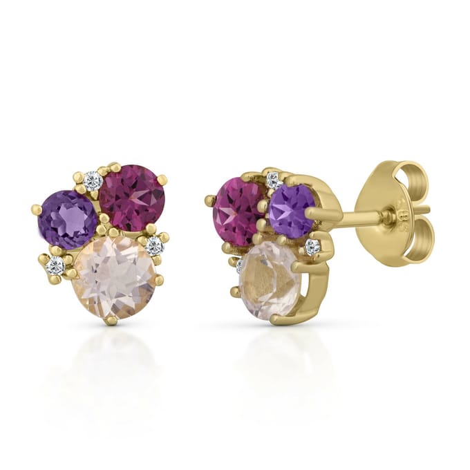 Orolino Ohrringe Gold 585 mit Amethyst Rosaquartz und Brillant