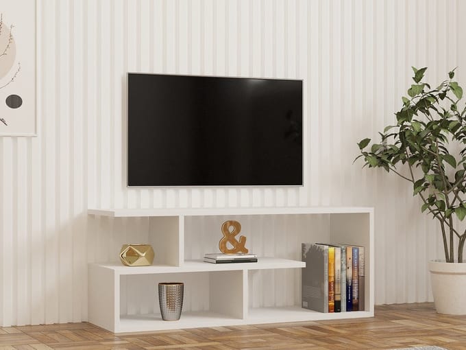 Asir - TV-standaard - Wit - 100 x 29,6 x 40 cm