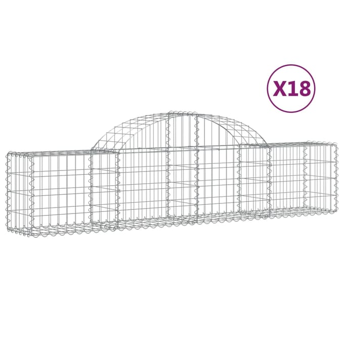 vidaXL - Schanskorven - 18 - st - gewelfd - 200x30x40/60 - cm - gegalvaniseerd - ijzer