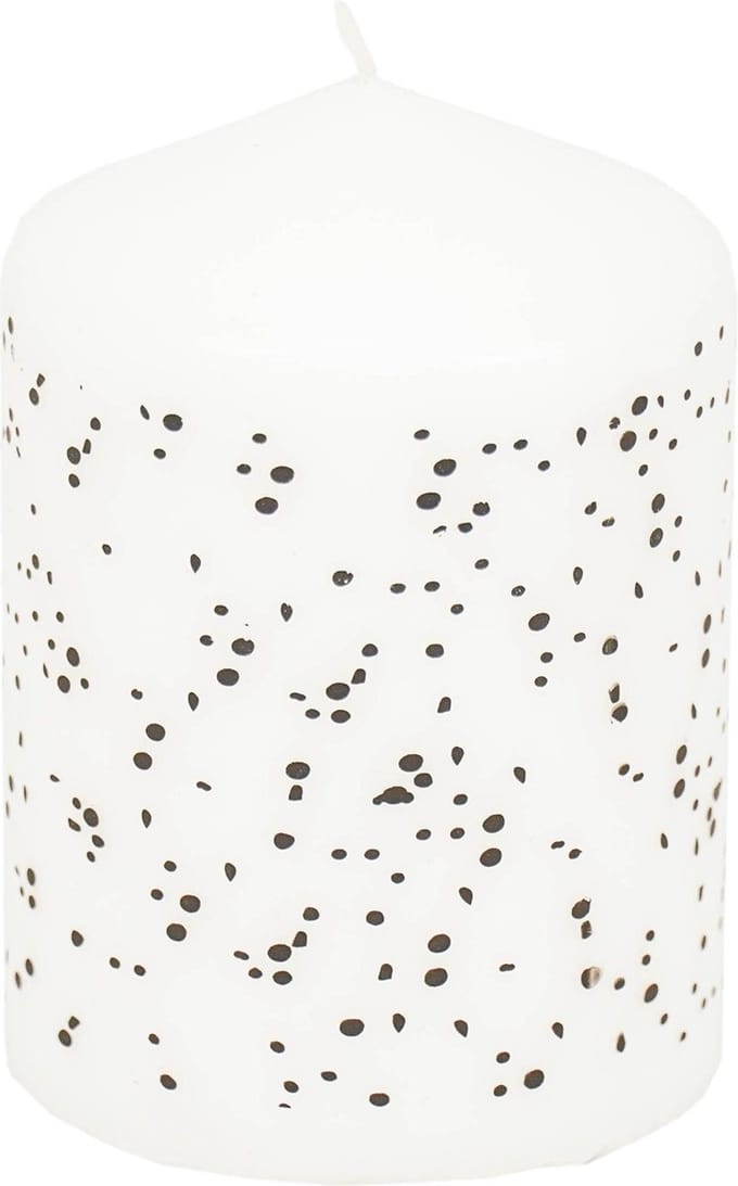 Housevitamin - Diner / Stompkaarsen - 10 cm - Wit met zwarte stippen