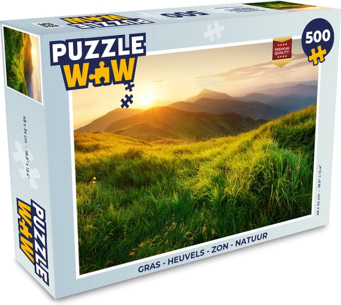 Puzzel Gras - Heuvels - Zon - Natuur - Landschap - Legpuzzel - Puzzel 500 stukjes