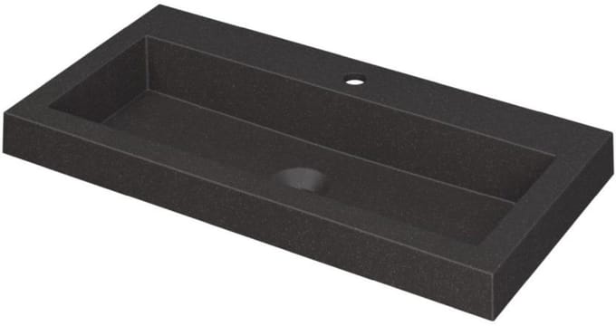 INK Dock Wastafel Quartz met 1 Kraangat - 800x400x60 mm - Quartz Zwart