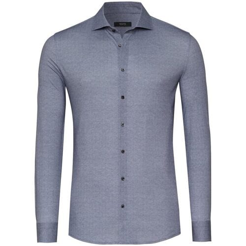 Desoto Luxury Overhemd Subtle Herringbone Shark Collar Donker Blauw / male