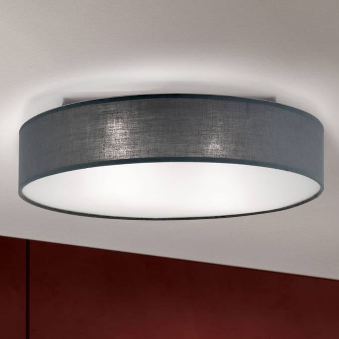 ORION Grijze plafondlamp Ufo met linnen lampenkap