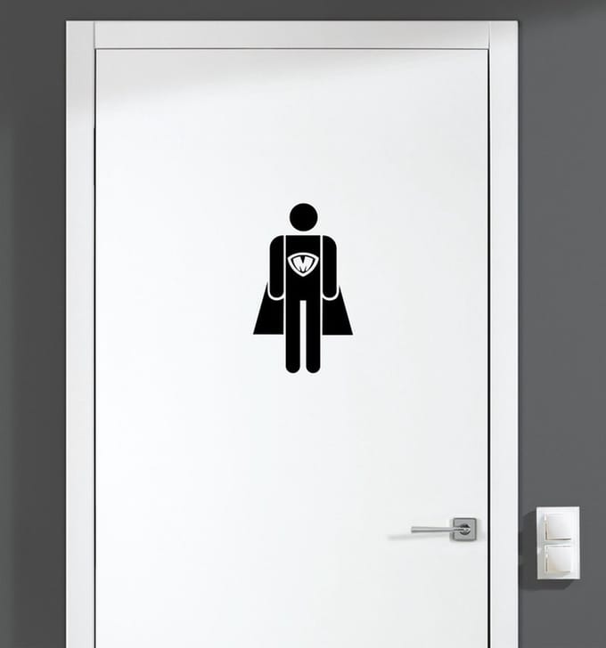 Deursticker - Superman - Zwart 17x10