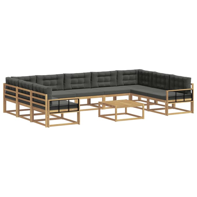 vidaXL - Buiten - bank - set - 10 - st - 9-zits - Wit - en - antracietkleurig