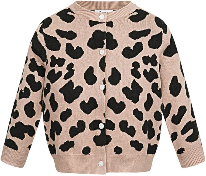 Stijlvolle Viscose Gebreide Cardigan met Luipaardprint - Kameel - 2 Jaar