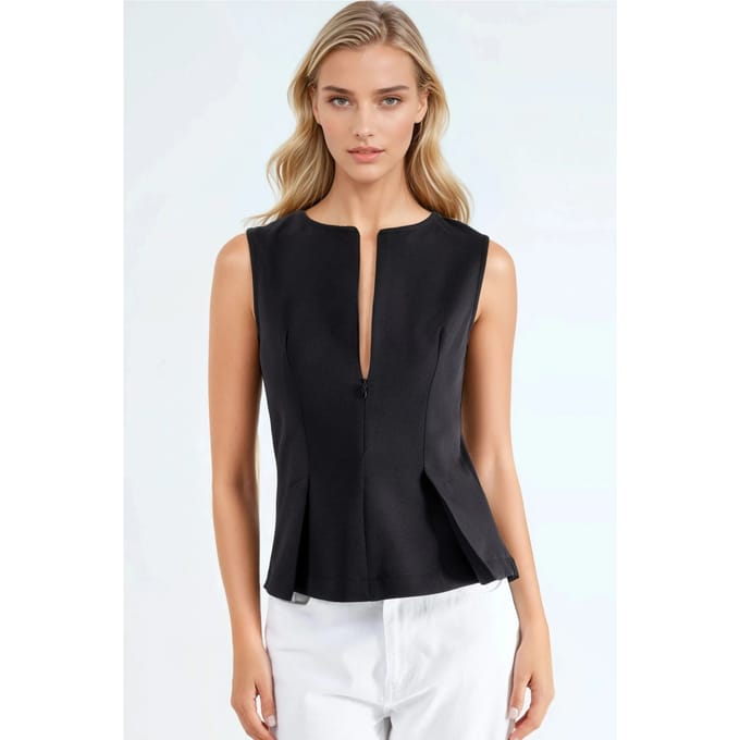 Gekreukte Slim Fit Blouse met Rits