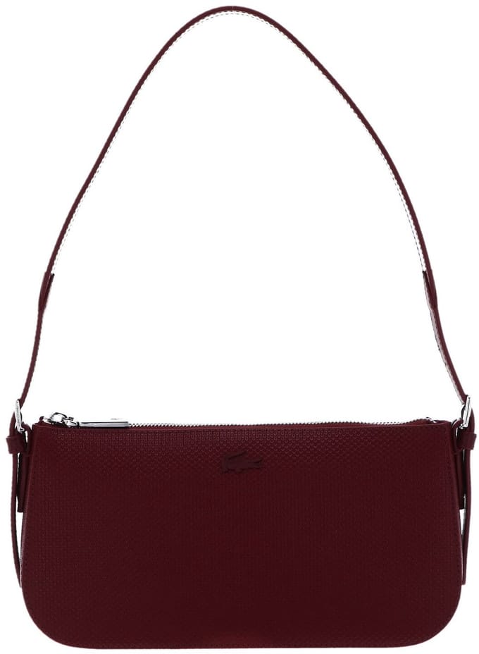 LACOSTE Leren Schoudertas Chantaco Classics Shoulder Bag Cranberry Donkerrood