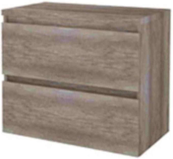 Basic-Line Start 46 Badkamermeubelset - 80 x 46 cm - Greeploos - 2 Lades - Wastafelblad - Scotch Oak