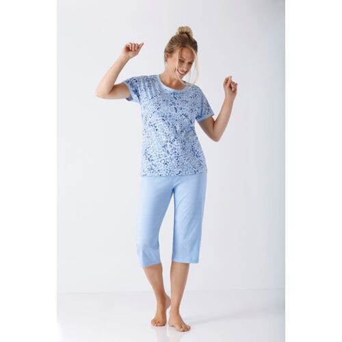 Hajo dames pyjama blauwe panter - Blauw - Maat - 36/38