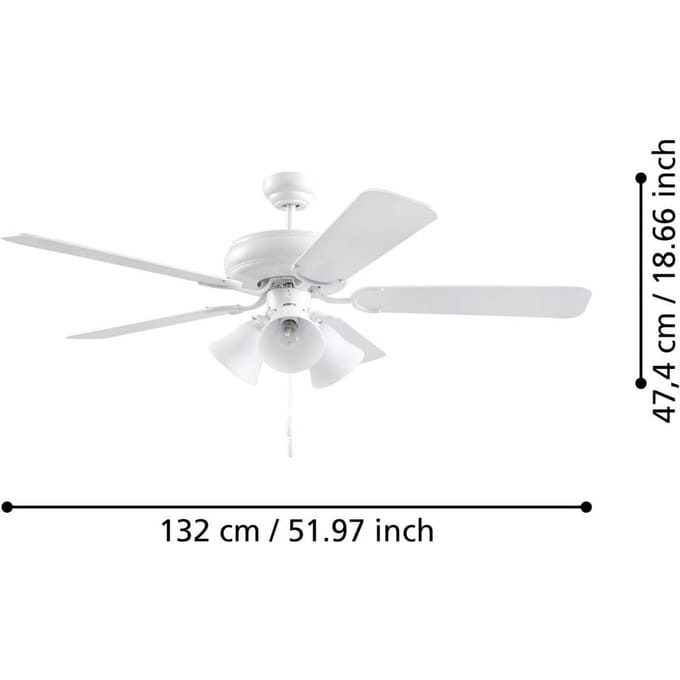 EGLO Las Palmas Plafondlamp met ventilator - 132cm - AC longer life - Wit