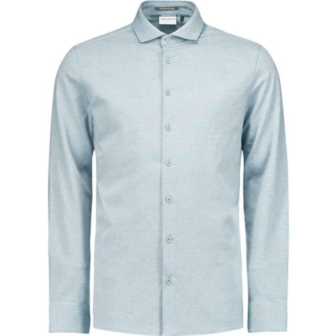 No Excess Shirt jersey melange stretch dusty blue