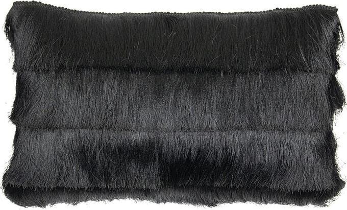 Kussen - Sierkussen - Half kussen - Franjes - Zwart - Polyester - 30x50cm