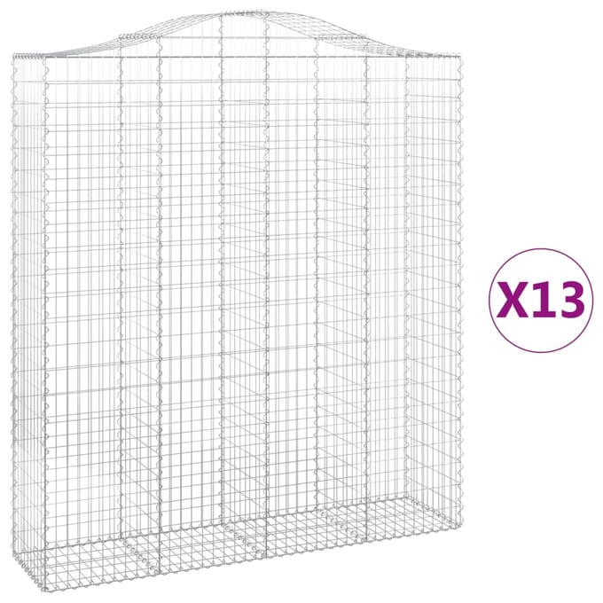 vidaXL - Schanskorven - 13 - st - gewelfd - 200x50x220/240 - cm - ijzer