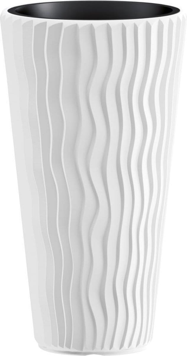 Bloempot Buiten Hoog Rond Sandy Slim 30cm WIT Prosperplast