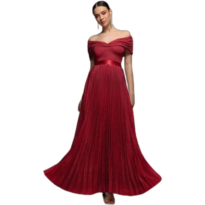 Damesjurk met plooi Goddiva Bardot Maxi