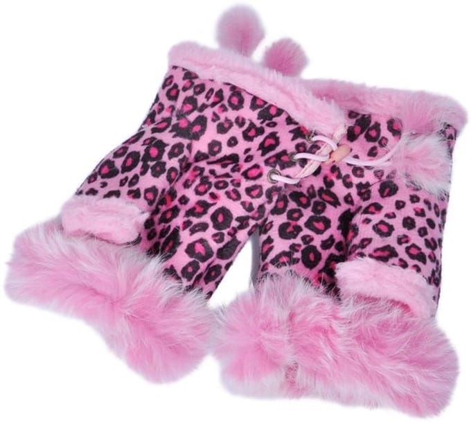 Dames Winter Warme Nepbont Halve Vinger Handschoenen