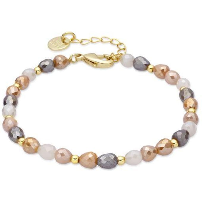 Luxenter Armband van bruin glas met 18-karaats geelgouden afwerking - Likdu