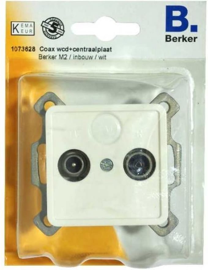 BERKER M2 coax wcd + centraalplaat, inbouw | WIT