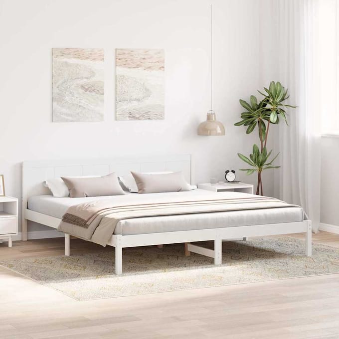 vidaXL - Bedframe - Wit - 180 - x - 200 - cm - Massief - grenenhout