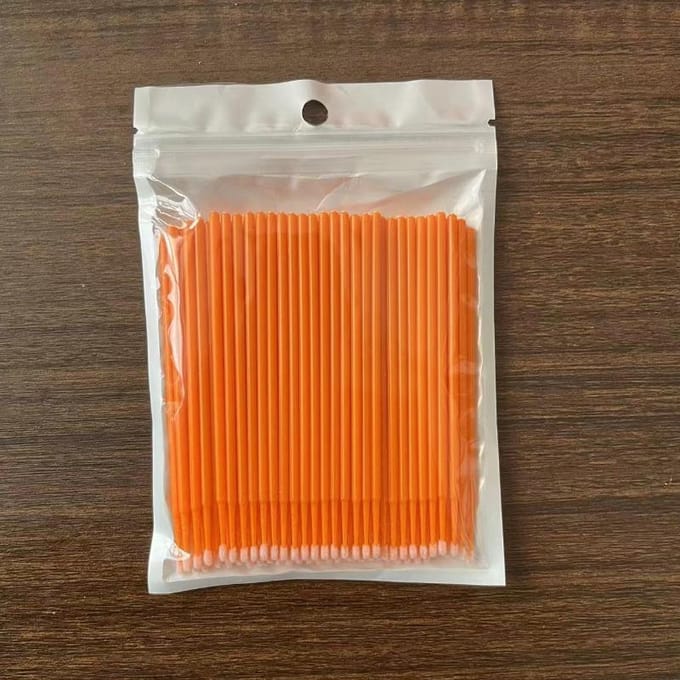 Lot de 100 cotons-tiges jetables en coton doux pour extensions de cils, applicateurs de micro-brosse pour mascara individuel jaune