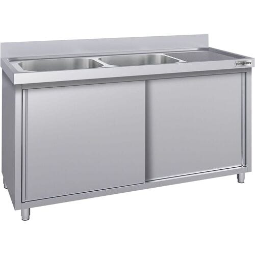 GGM Gastro Spülschrank ECO - 2000x700mm - mit 2 Becken links Zilver
