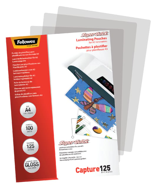 Fellowes lamineerhoezen A4 - SuperQuick - 125 micron - glanzend - 100 stuks