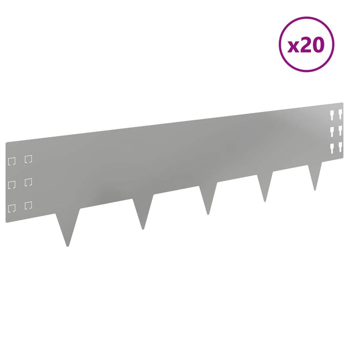 vidaXL - Gazonrand - 20 - st - 100 - x - 25 - cm - Staal - Zilverkleurig