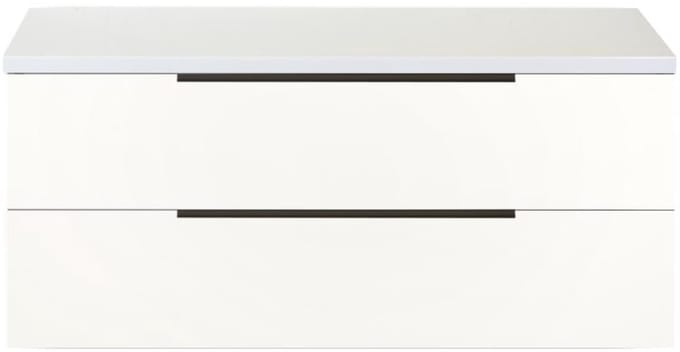 Seville Badmeubelset 120 cm - 2 Laden Dsu - Wastafelblad Wit Hoogglans Edge Greep