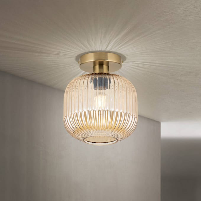 ORION Plafondlamp Carneval, amber, Ø 20 cm, glas, E27