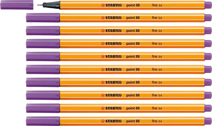 STABILO point 88 - Premium Fineliner - Fine 0,4 mm – Paars– Doos 10 stuks