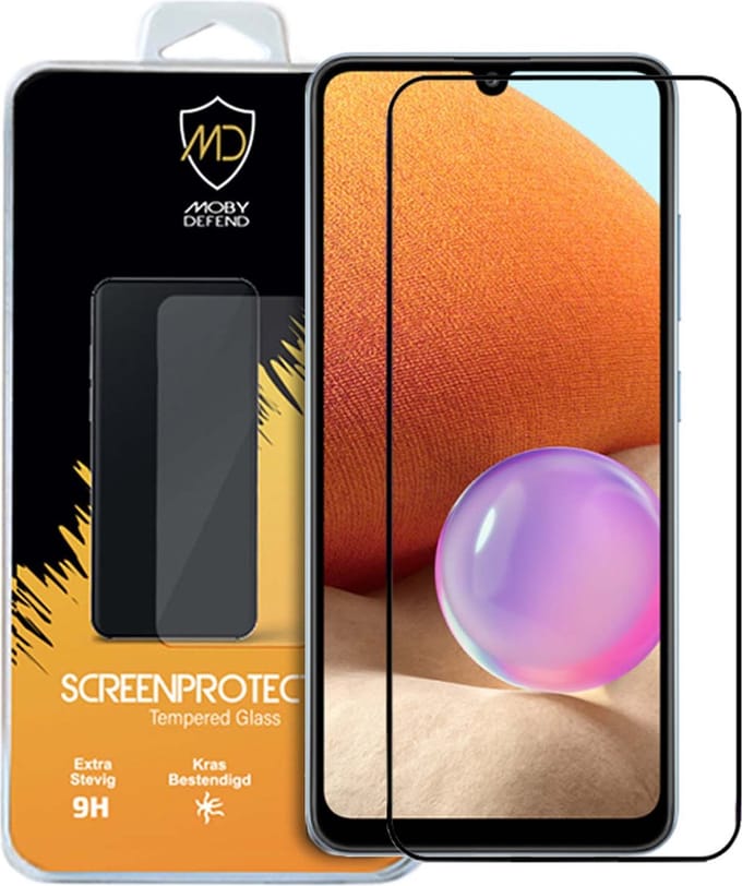 MobyDefend Screenprotector - Geschikt voor Samsung Galaxy A52 / A52s - Screensaver Met Zwarte Randen - Gehard Glas